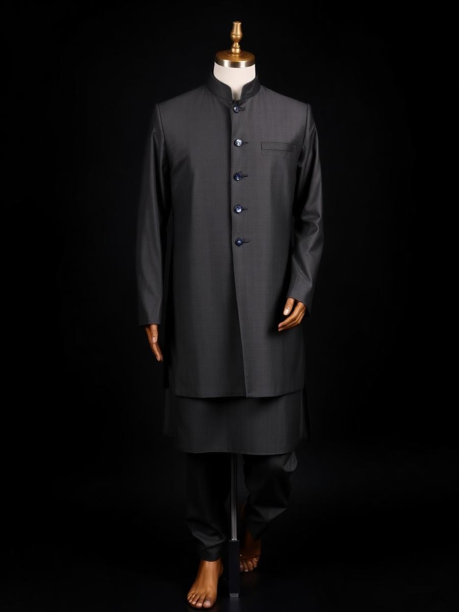 Charcoal prince coat with kurta pajama for men