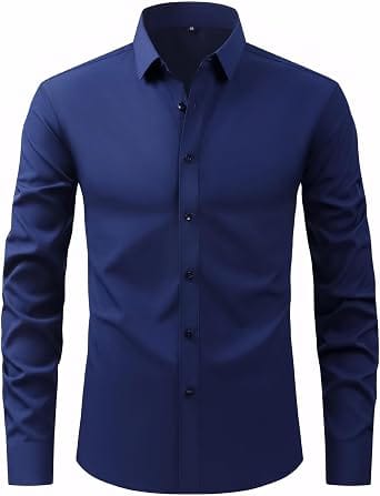 Navy men's dress shirt stitched to measurement